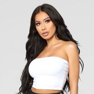 White bandeau crop top